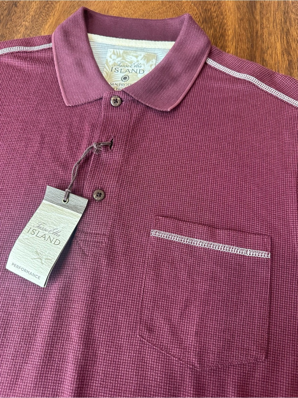 NWT Tasso Elba Island Performance Golf Polo  Burgundy Men's M UPF 50+ Protection